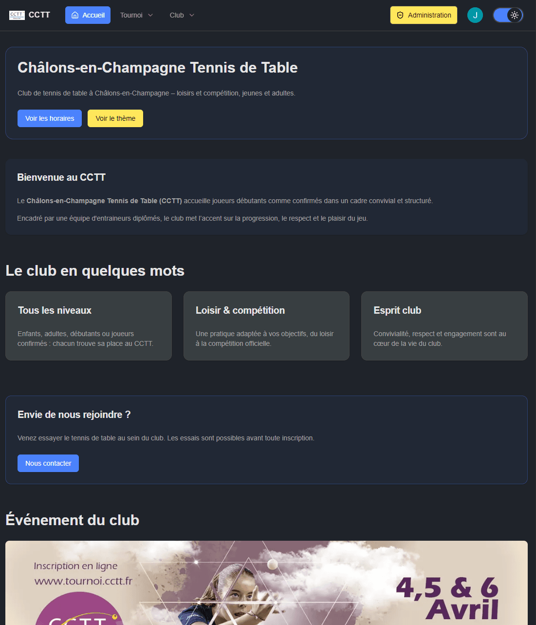 Aperçu du projet CCTT Club